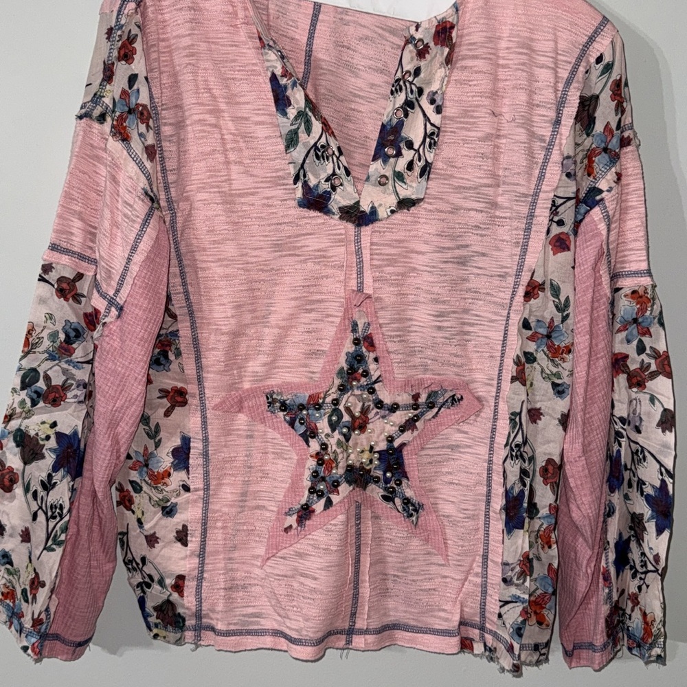 POL Pink Floral Star Blouse